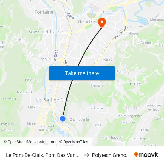 Le Pont-De-Claix, Pont Des Vannes to Polytech Grenoble map