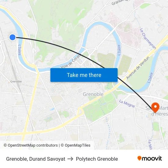 Grenoble, Durand Savoyat to Polytech Grenoble map