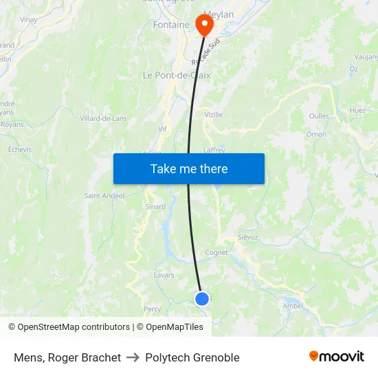 Mens, Roger Brachet to Polytech Grenoble map