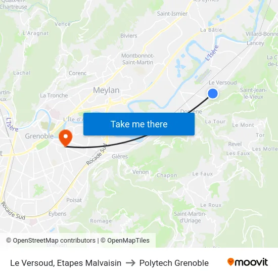 Le Versoud, Etapes Malvaisin to Polytech Grenoble map