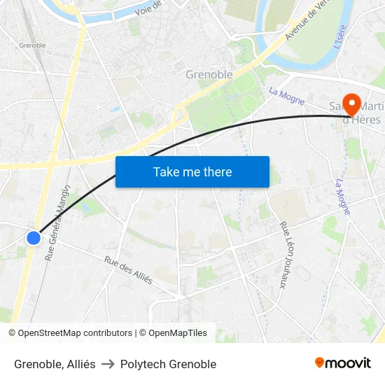 Grenoble, Alliés to Polytech Grenoble map