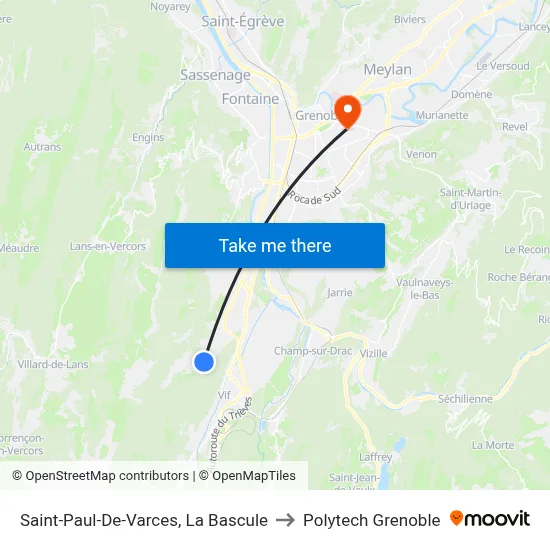 Saint-Paul-De-Varces, La Bascule to Polytech Grenoble map