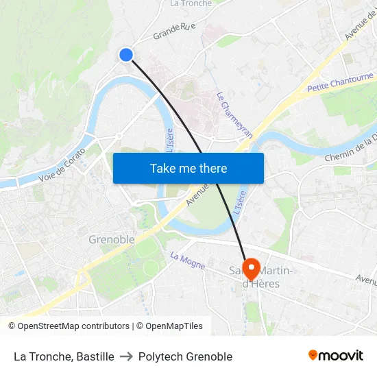 La Tronche, Bastille to Polytech Grenoble map