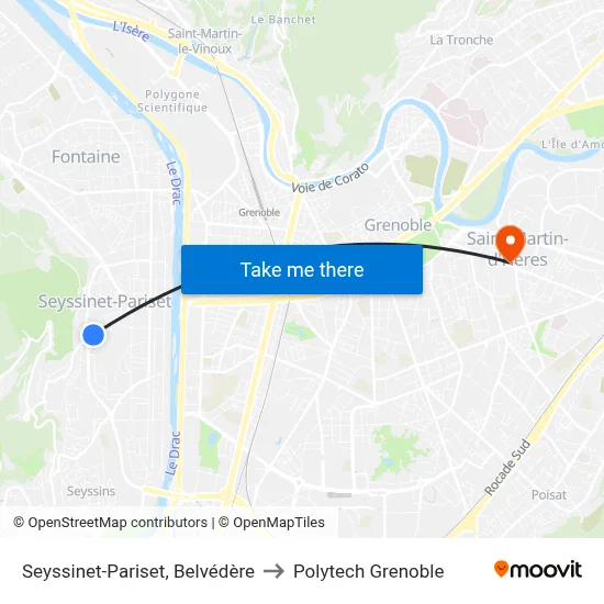 Seyssinet-Pariset, Belvédère to Polytech Grenoble map
