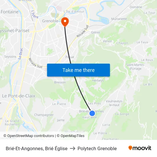 Brié-Et-Angonnes, Brié Église to Polytech Grenoble map