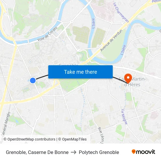 Grenoble, Caserne De Bonne to Polytech Grenoble map
