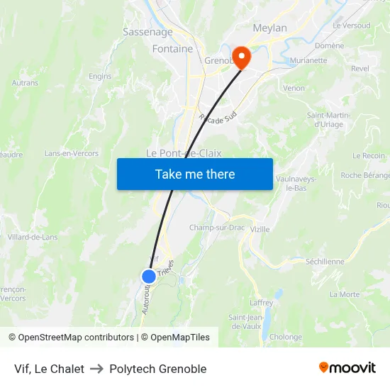 Vif, Le Chalet to Polytech Grenoble map