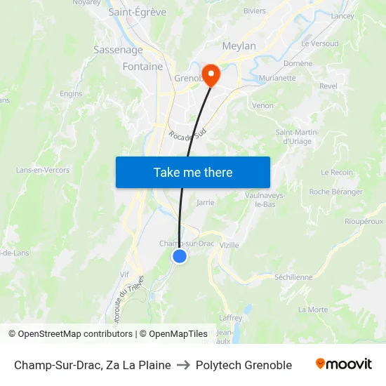 Champ-Sur-Drac, Za La Plaine to Polytech Grenoble map