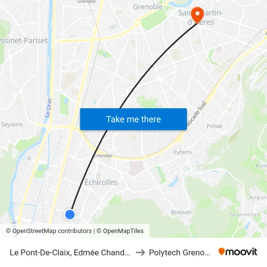 Le Pont-De-Claix, Edmée Chandon to Polytech Grenoble map