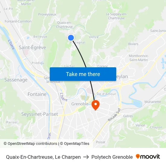 Quaix-En-Chartreuse, Le Charpen to Polytech Grenoble map