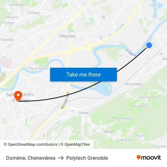 Domène, Chenevières to Polytech Grenoble map