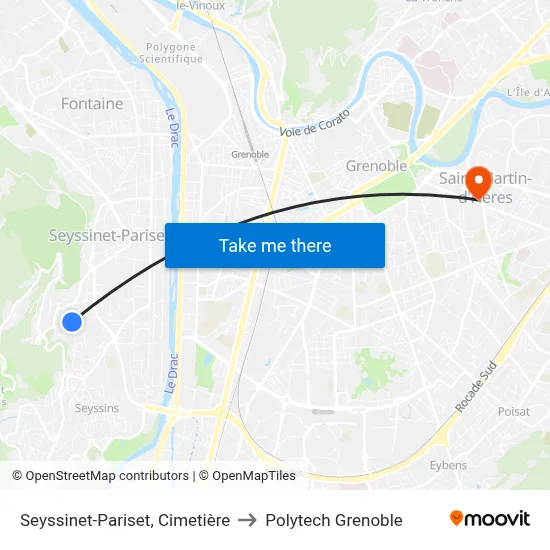 Seyssinet-Pariset, Cimetière to Polytech Grenoble map