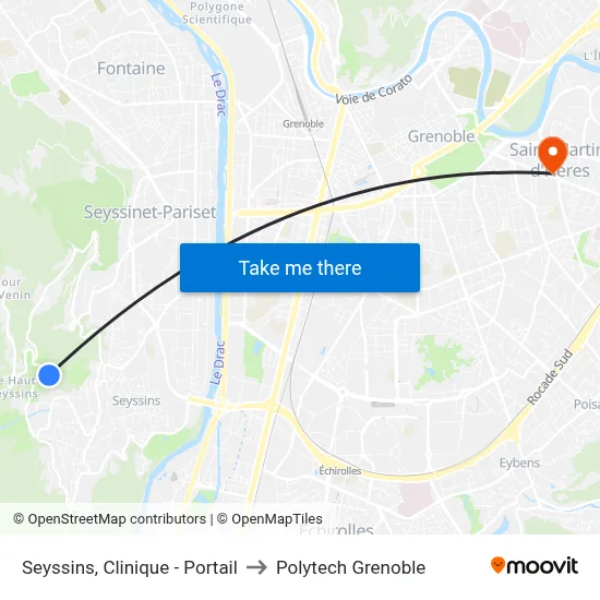 Seyssins, Clinique - Portail to Polytech Grenoble map