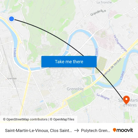 Saint-Martin-Le-Vinoux, Clos Saint-Martin to Polytech Grenoble map