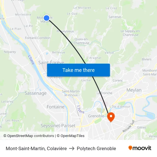 Mont-Saint-Martin, Colavière to Polytech Grenoble map
