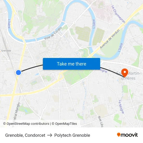 Grenoble, Condorcet to Polytech Grenoble map