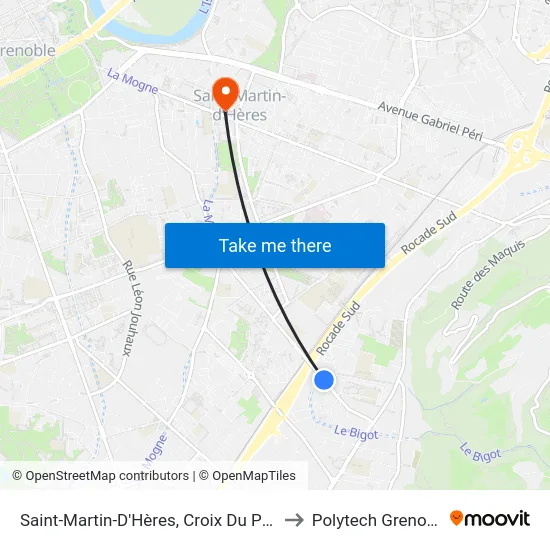 Saint-Martin-D'Hères, Croix Du Pâtre to Polytech Grenoble map