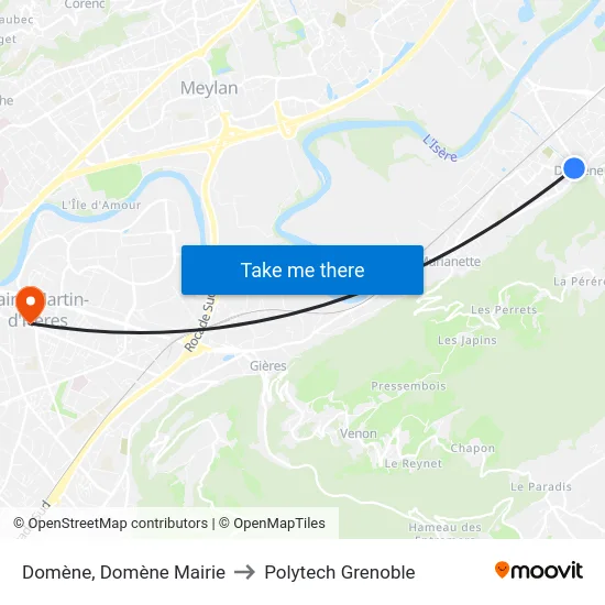 Domène, Domène Mairie to Polytech Grenoble map