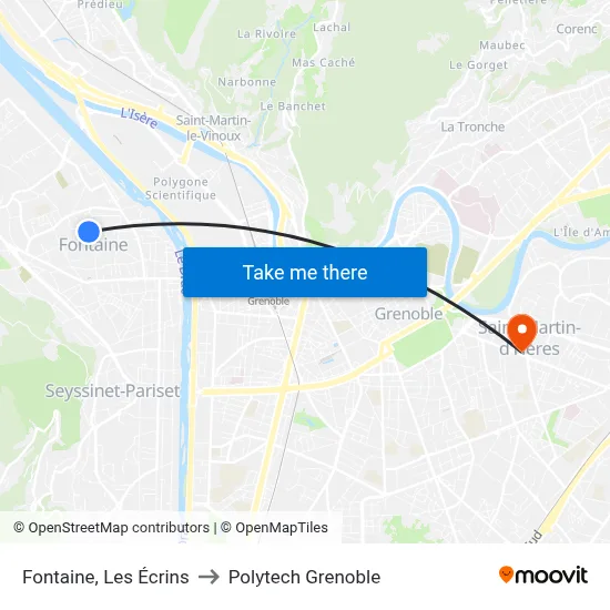 Fontaine, Les Écrins to Polytech Grenoble map