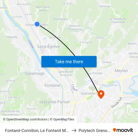 Fontanil-Cornillon, Le Fontanil Mairie to Polytech Grenoble map