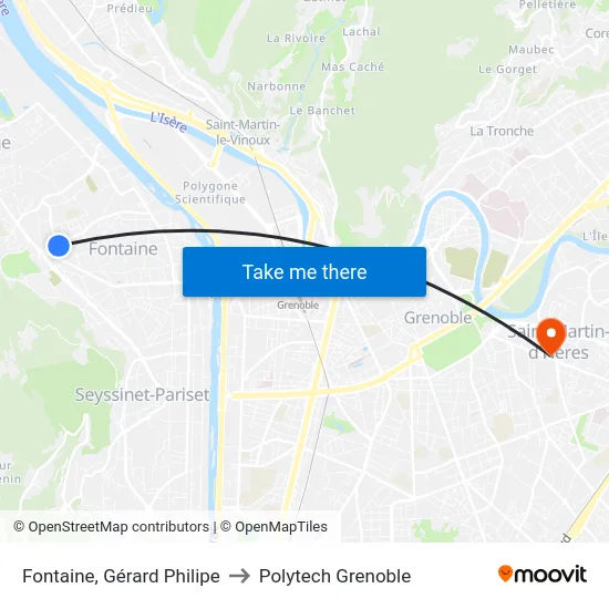 Fontaine, Gérard Philipe to Polytech Grenoble map
