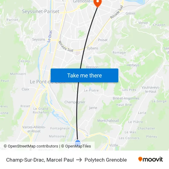 Champ-Sur-Drac, Marcel Paul to Polytech Grenoble map