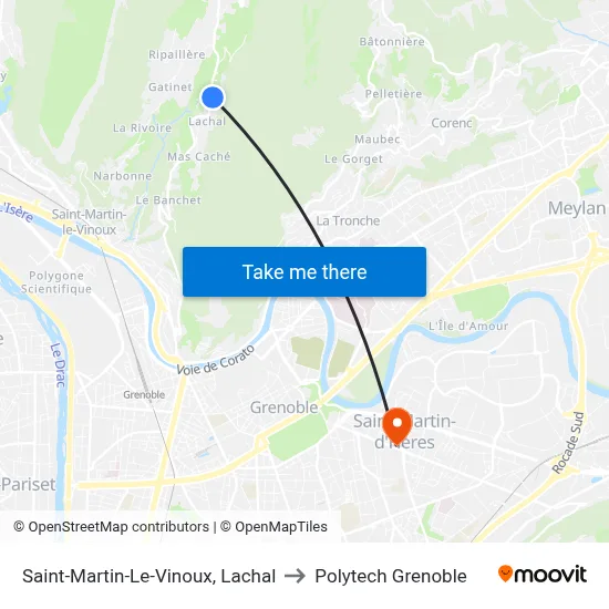 Saint-Martin-Le-Vinoux, Lachal to Polytech Grenoble map