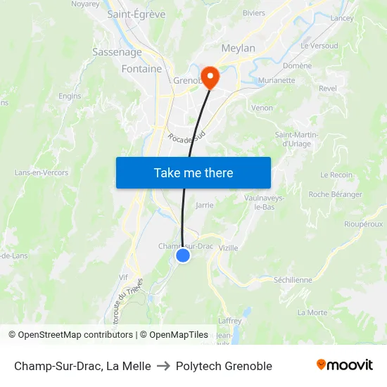 Champ-Sur-Drac, La Melle to Polytech Grenoble map