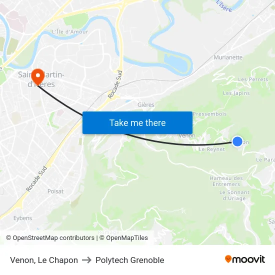 Venon, Le Chapon to Polytech Grenoble map