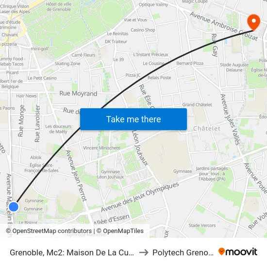 Grenoble, Mc2: Maison De La Culture to Polytech Grenoble map