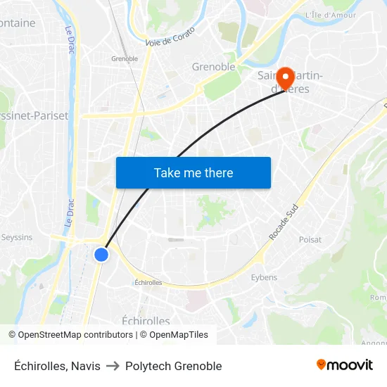 Échirolles, Navis to Polytech Grenoble map