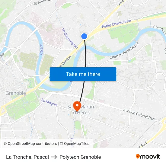 La Tronche, Pascal to Polytech Grenoble map