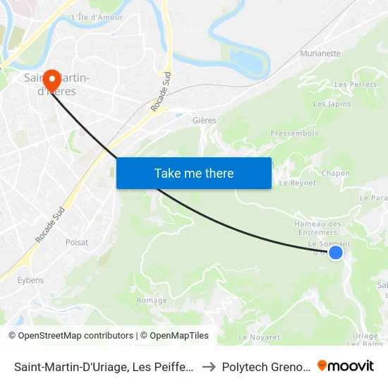 Saint-Martin-D'Uriage, Les Peiffendes to Polytech Grenoble map