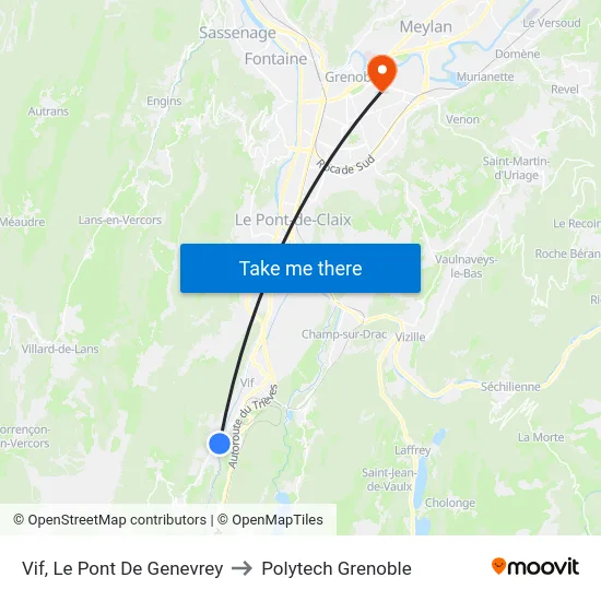 Vif, Le Pont De Genevrey to Polytech Grenoble map
