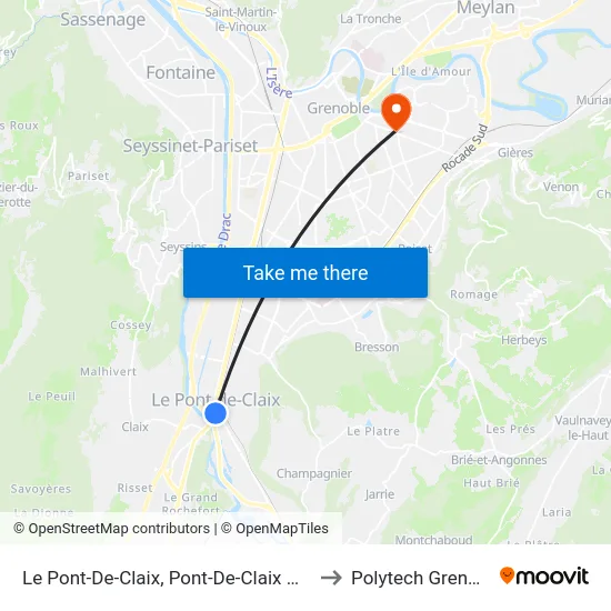 Le Pont-De-Claix, Pont-De-Claix Mairie to Polytech Grenoble map