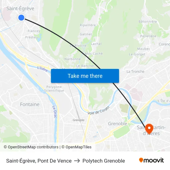 Saint-Égrève, Pont De Vence to Polytech Grenoble map