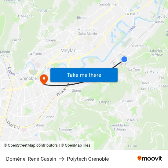 Domène, René Cassin to Polytech Grenoble map
