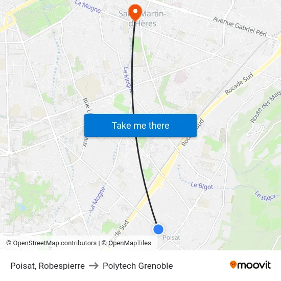 Poisat, Robespierre to Polytech Grenoble map