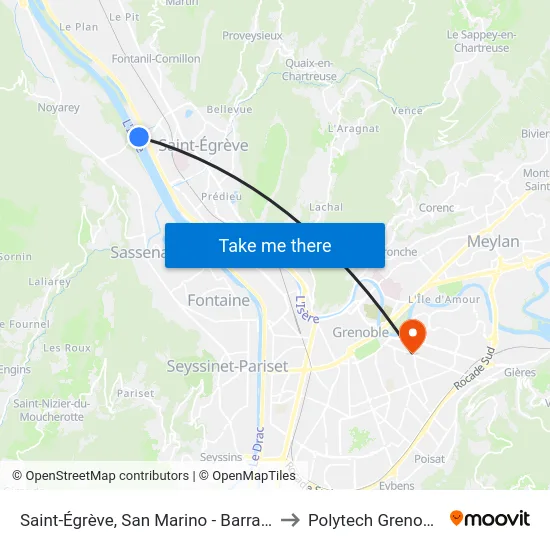 Saint-Égrève, San Marino - Barrage to Polytech Grenoble map