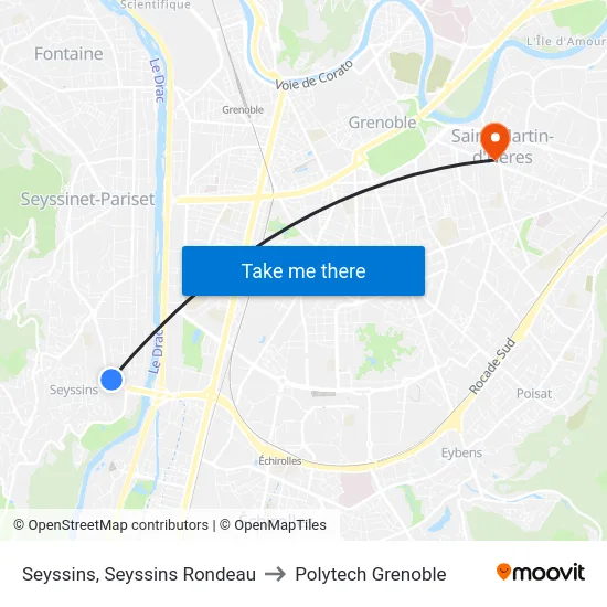 Seyssins, Seyssins Rondeau to Polytech Grenoble map