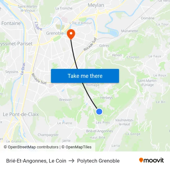Brié-Et-Angonnes, Le Coin to Polytech Grenoble map