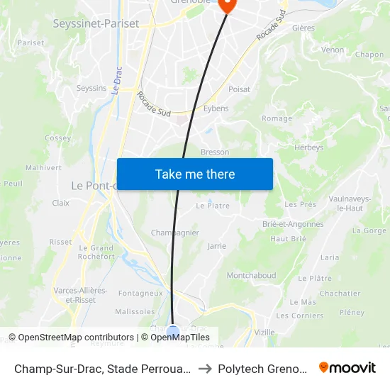 Champ-Sur-Drac, Stade Perrouault to Polytech Grenoble map