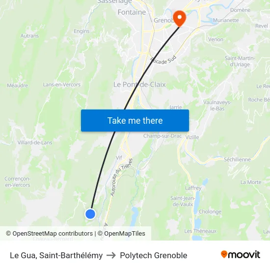 Le Gua, Saint-Barthélémy to Polytech Grenoble map