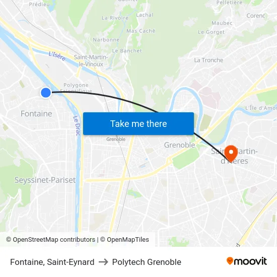 Fontaine, Saint-Eynard to Polytech Grenoble map
