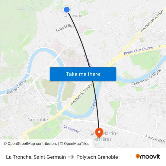 La Tronche, Saint-Germain to Polytech Grenoble map