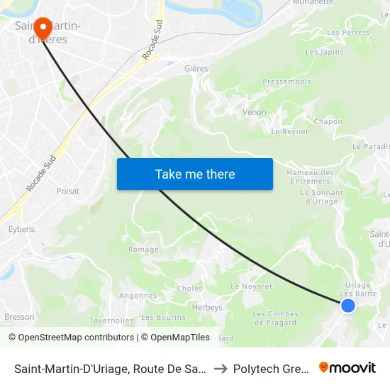 Saint-Martin-D'Uriage, Route De Saint Martin to Polytech Grenoble map