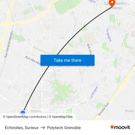 Échirolles, Surieux to Polytech Grenoble map