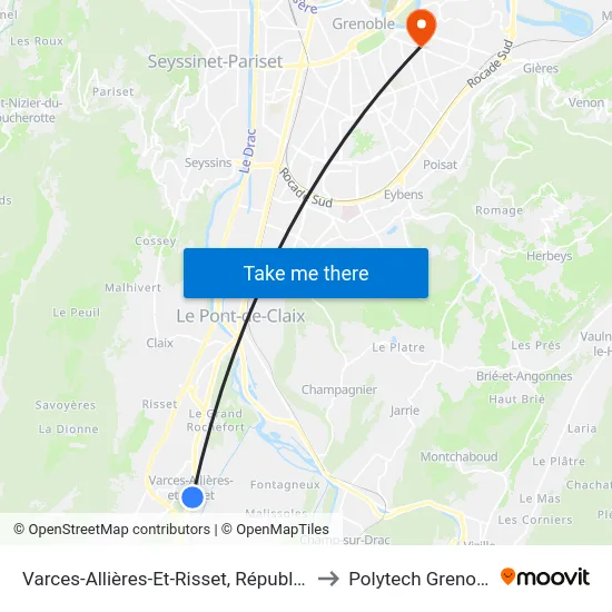 Varces-Allières-Et-Risset, République to Polytech Grenoble map
