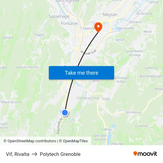 Vif, Rivalta to Polytech Grenoble map