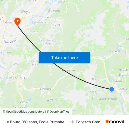 Le Bourg-D'Oisans, Ecole Primaire Centre to Polytech Grenoble map